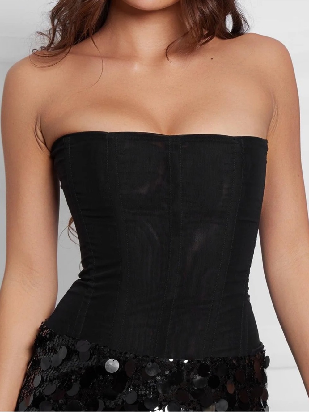 LEAU Muse Black Mesh Corset Top